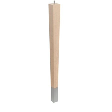 24 Square Tapered Leg With Bolt And 4 Brushed Aluminum Ferrule - Hardwood